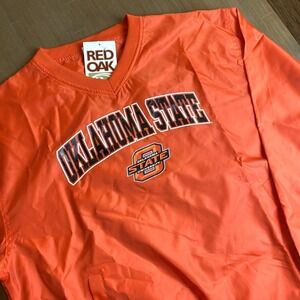 NWT Red Oak Orange Mens Oklahoma State Univ‎ Long Sleeve V-Neck Polyester  Large